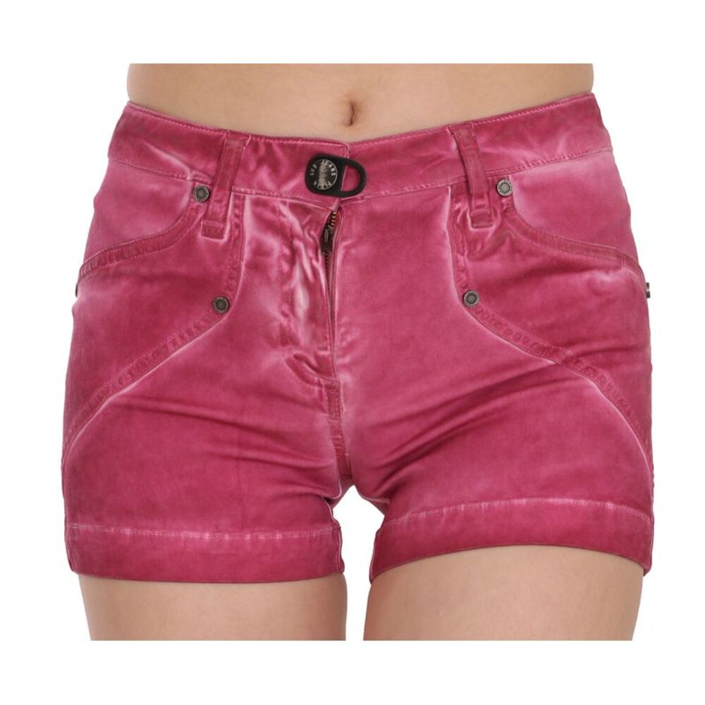 PLEIN SUD Pink Mid Waist Cotton Mini Denim Women's Shorts